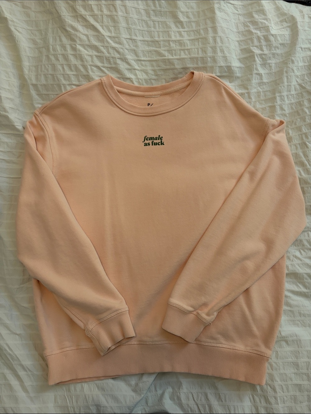 Peace Collective Peach Graphic Crewneck Sweatshirt - "female as f"